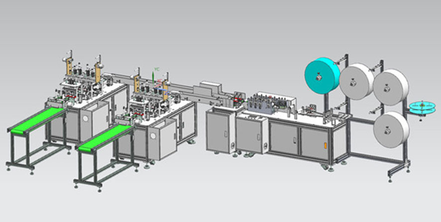 mask machine in 1 in 2 production line,earloop welding machine,automatic mask machine