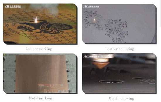 laser marking leather, laser hollowing leather, metal marking and metal hollowing